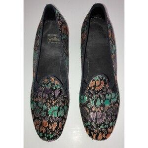 Vintage Wellco Womens Flats Black, Multi and Gold Brocade Size 7 .5 M Fairy